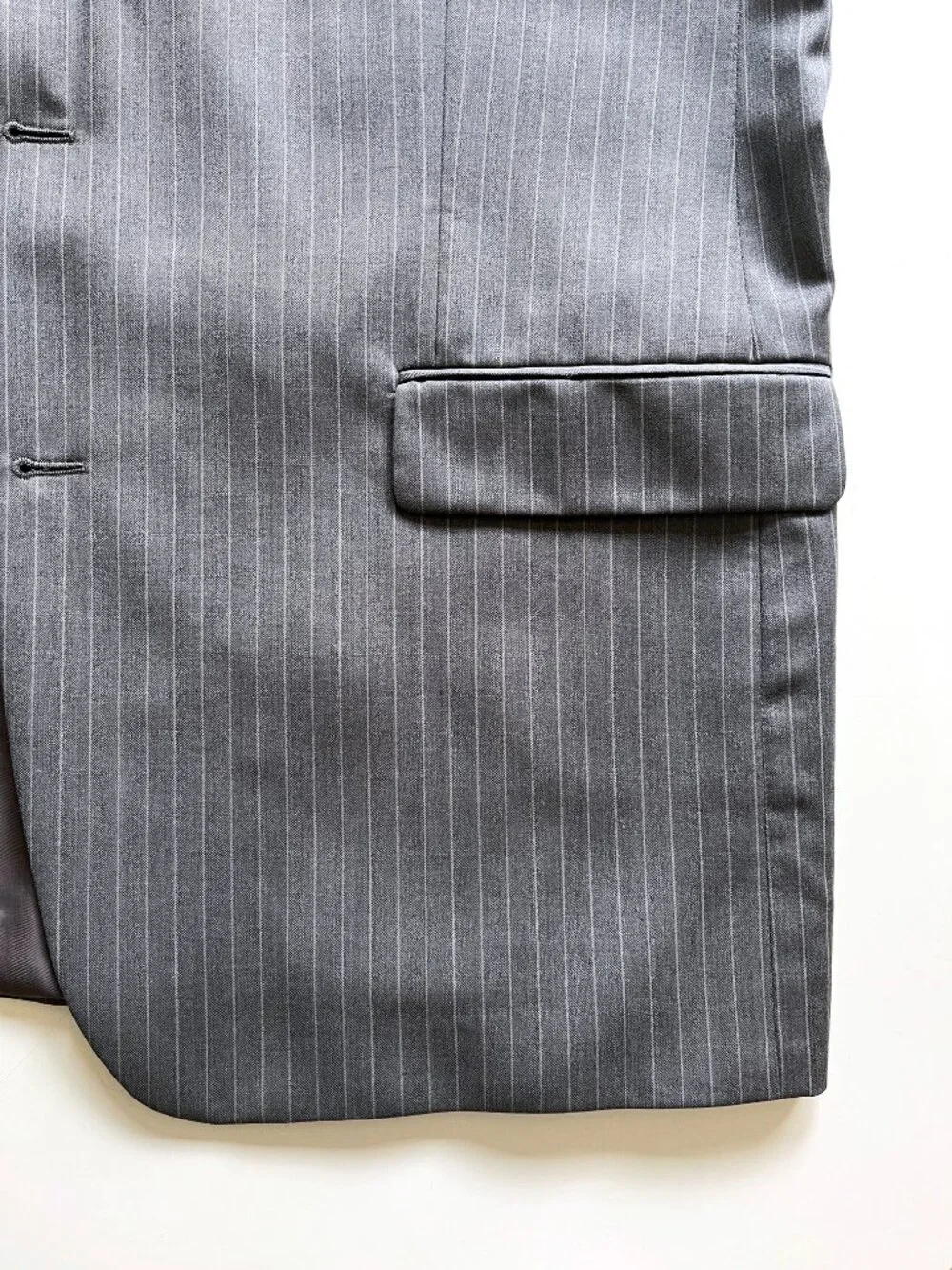 Men's Lauren Ralph Lauren Charcoal  Grey Pinstriped Wool Blazer Jacket Size 48L
